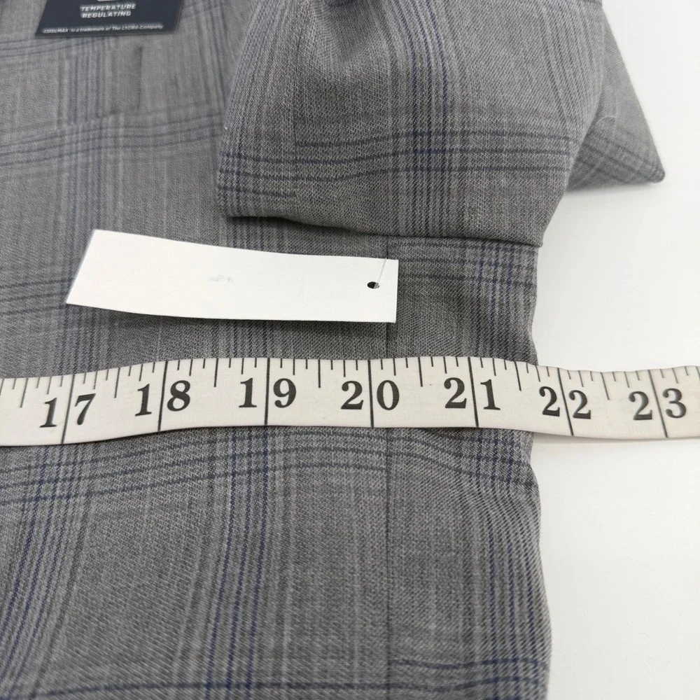 Stafford Suit Jacket Mens 42R Gray Navy Plaid CoolMax Performance Wool Blend NEW
